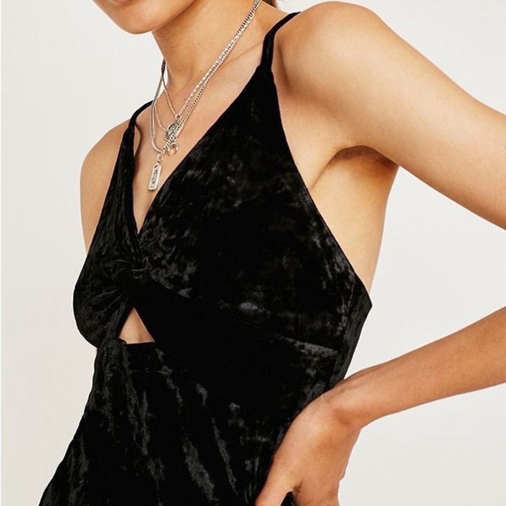 Free People Come Together Black Mini Slip Velvet Cut Out Dress